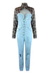 Giddy Up Plaid Shirt Denim Jumpsuit Rompers + Jumpsuits EDGE Small